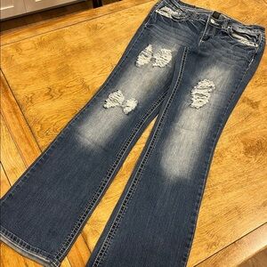 Soundgirl Distressed Darkwash Bootcut Jeans